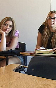 Samantha and Jessica Cooper and Dino Bravo in Jessica Cooper fucking in the classroom with her piercings episode